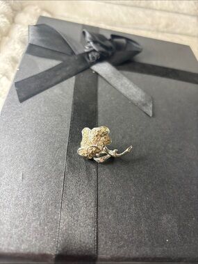 Antique Rhinestone Flower Brooch